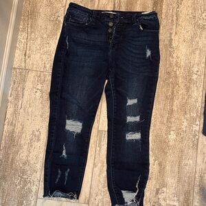 KanCan Midnight Distressed Ankle Jeans